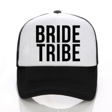 Trucker Cap Hat - Bride Tribe Black with White Front